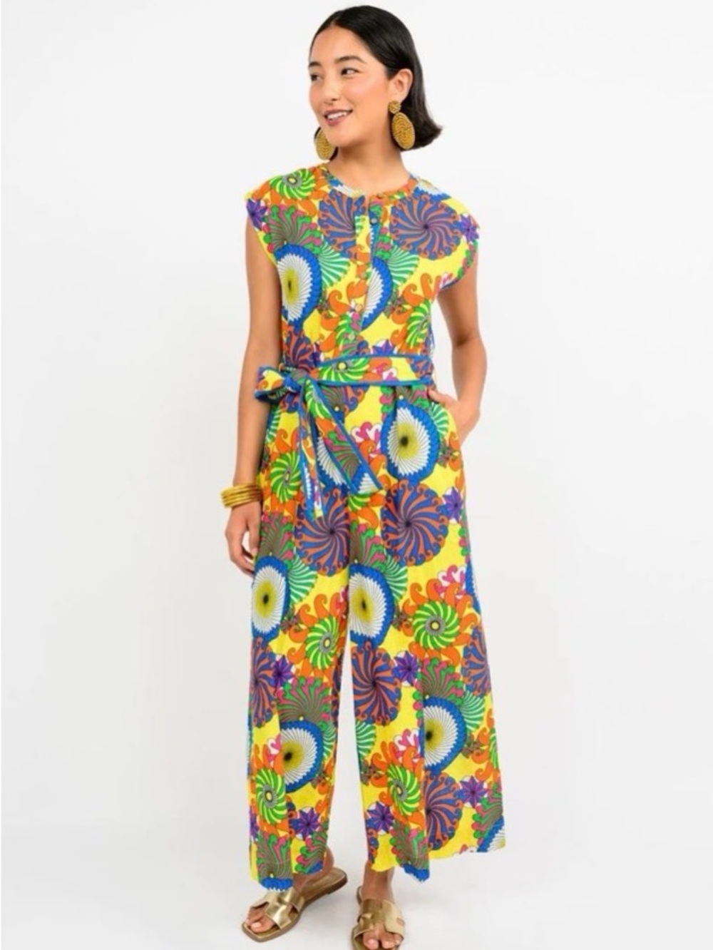 Uncle Frank Vibrant Multicolor Printed Jumpsuit with Waist Tie